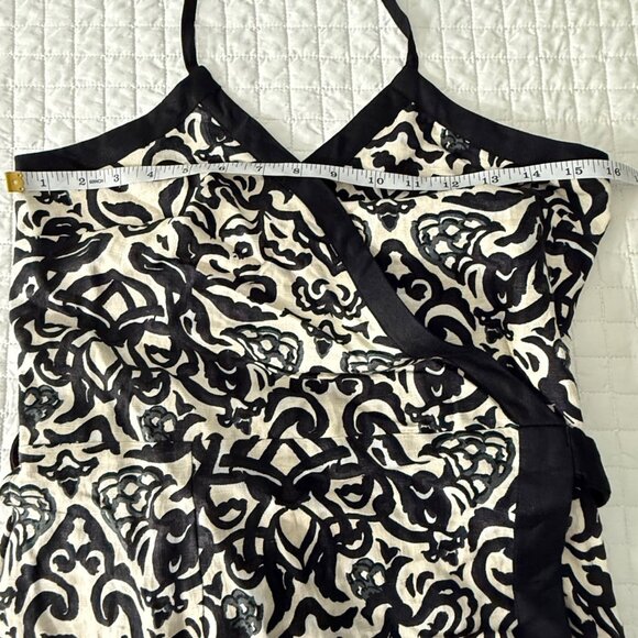 French Connection Wrap Halter Dress Black & White Size 6, 52% Viscose 48% Linen - Picture 8 of 11